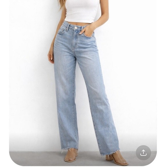 pistola Denim - Pistola Forever Jeans Light Flared High Rise Light Wash Size 26 NWOT Raw Hem